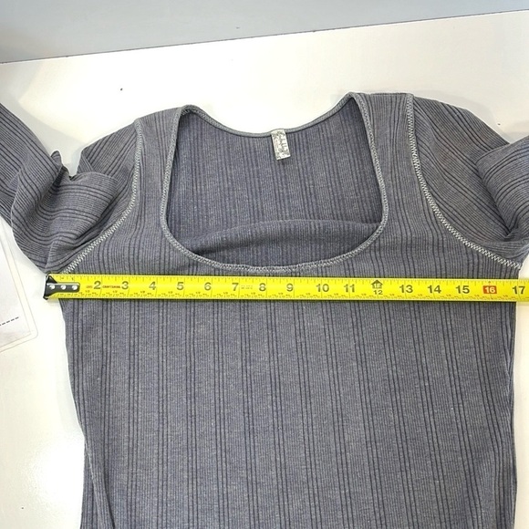 Free People Move on Tie-Sleeve Body Suit Charcoal Gray Size Large - Picture 11 of 13